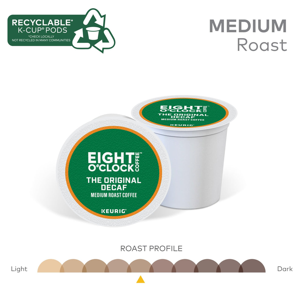 Eight O'Clock Coffee Original Decaf - Keurig K-Cup Pods, Medium Roast, 32-Count, 100% Arabica, Kosher