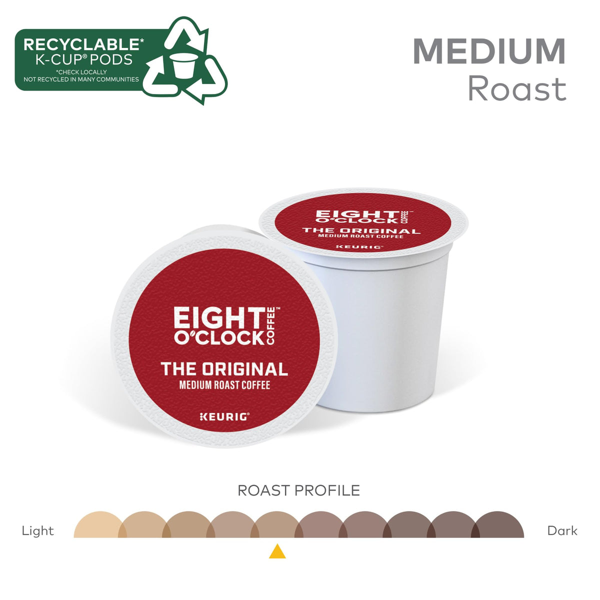 Eight O'Clock Coffee The Original Medium Roast K-Cup Pods, 32 Count – Keurig Compatible