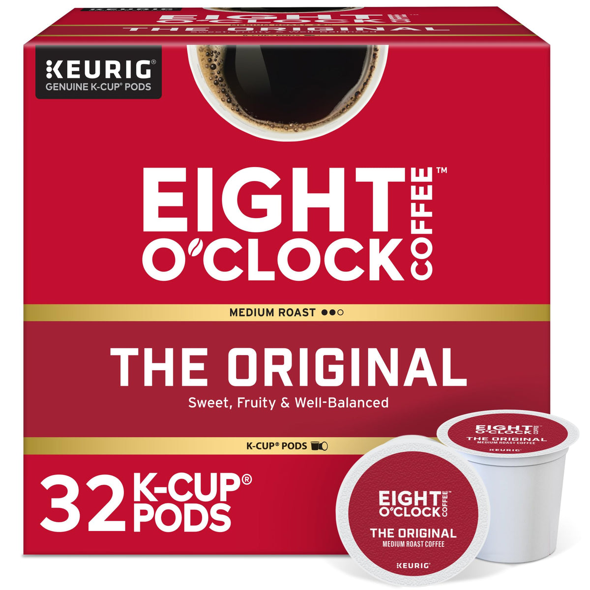 Eight O'Clock Coffee The Original Medium Roast K-Cup Pods, 32 Count – Keurig Compatible