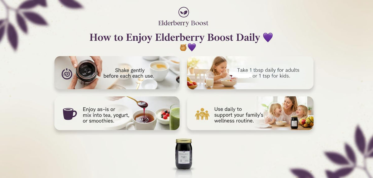Elderberry Boost – Organic Elderberry Syrup with Raw Honey | Immune Support for All Ages