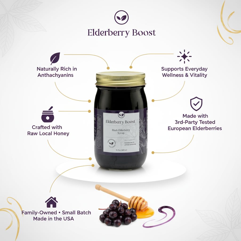 Elderberry Boost – Organic Elderberry Syrup with Raw Honey | Immune Support for All Ages