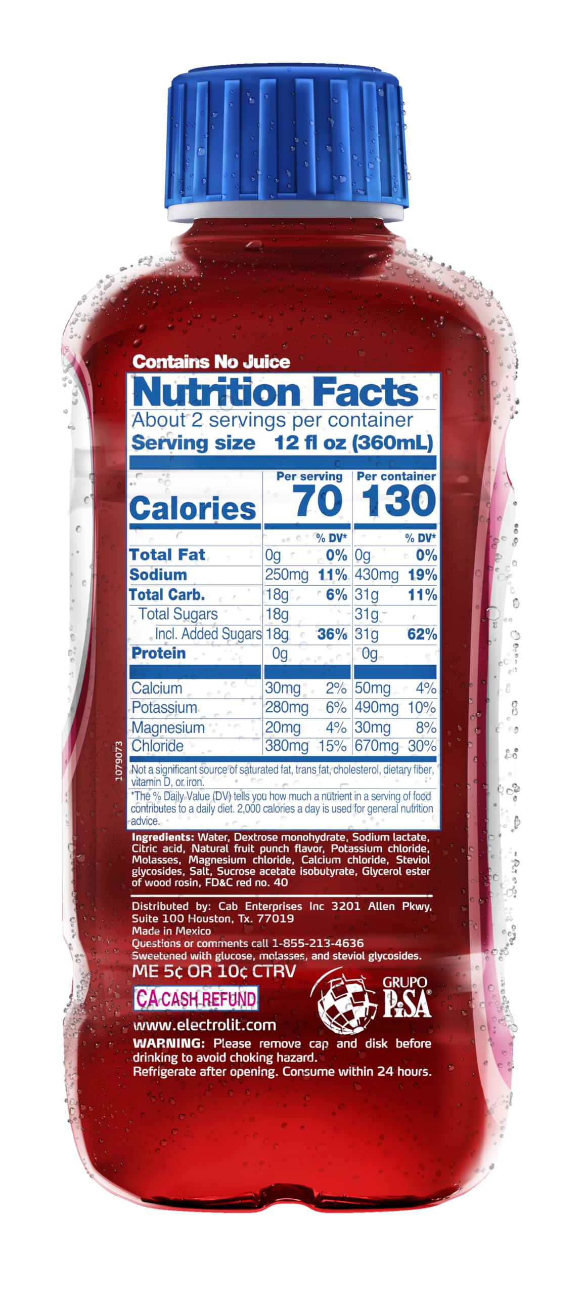 Electrolit Fruit Punch Electrolyte Beverage – 21 oz Bottle (Pack of 12)