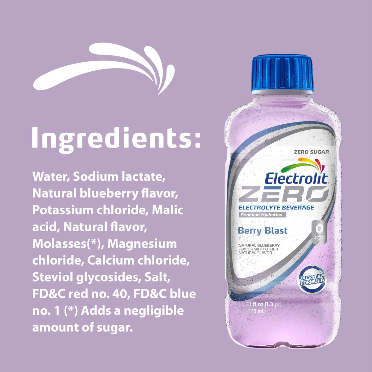 Electrolit Zero Berry Blast Electrolyte Beverage — 21 Fl Oz Bottle (Pack of 12)