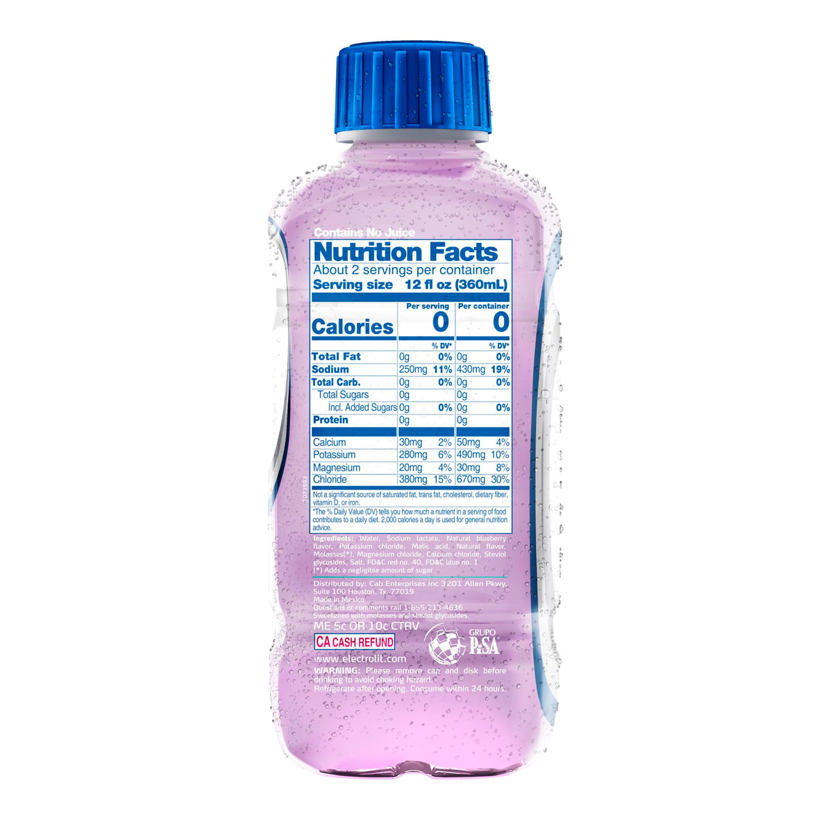 Electrolit Zero Berry Blast Electrolyte Beverage — 21 Fl Oz Bottle (Pack of 12)