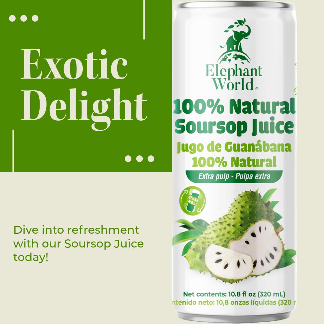 ELEPHANT WORLD 100% Natural Juices – Assorted Superfruits (Soursop, Mango, Guava, Lychee) 12x320ml