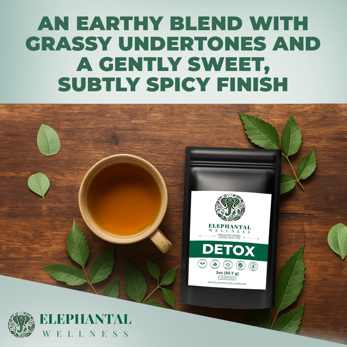 Elephantal Wellness Detox Tea | Caffeine-Free, 20 Servings