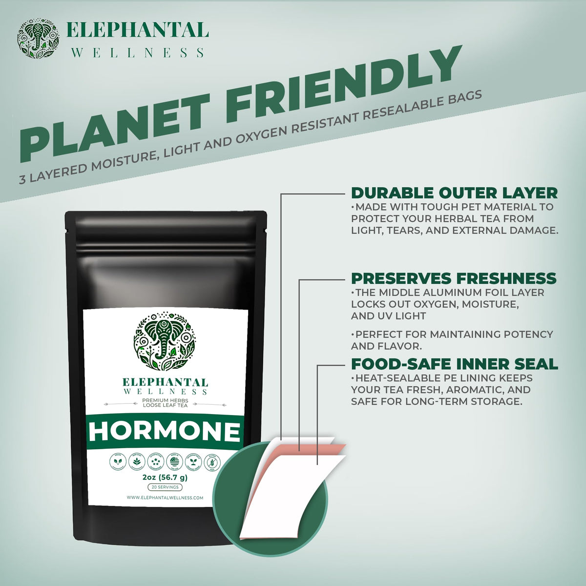 Elephantal Wellness Premium Hormone Herbal Tea | PCOS & Hormone Balance Mood Support