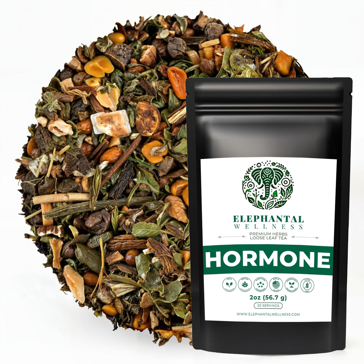 Elephantal Wellness Premium Hormone Herbal Tea | PCOS & Hormone Balance Mood Support