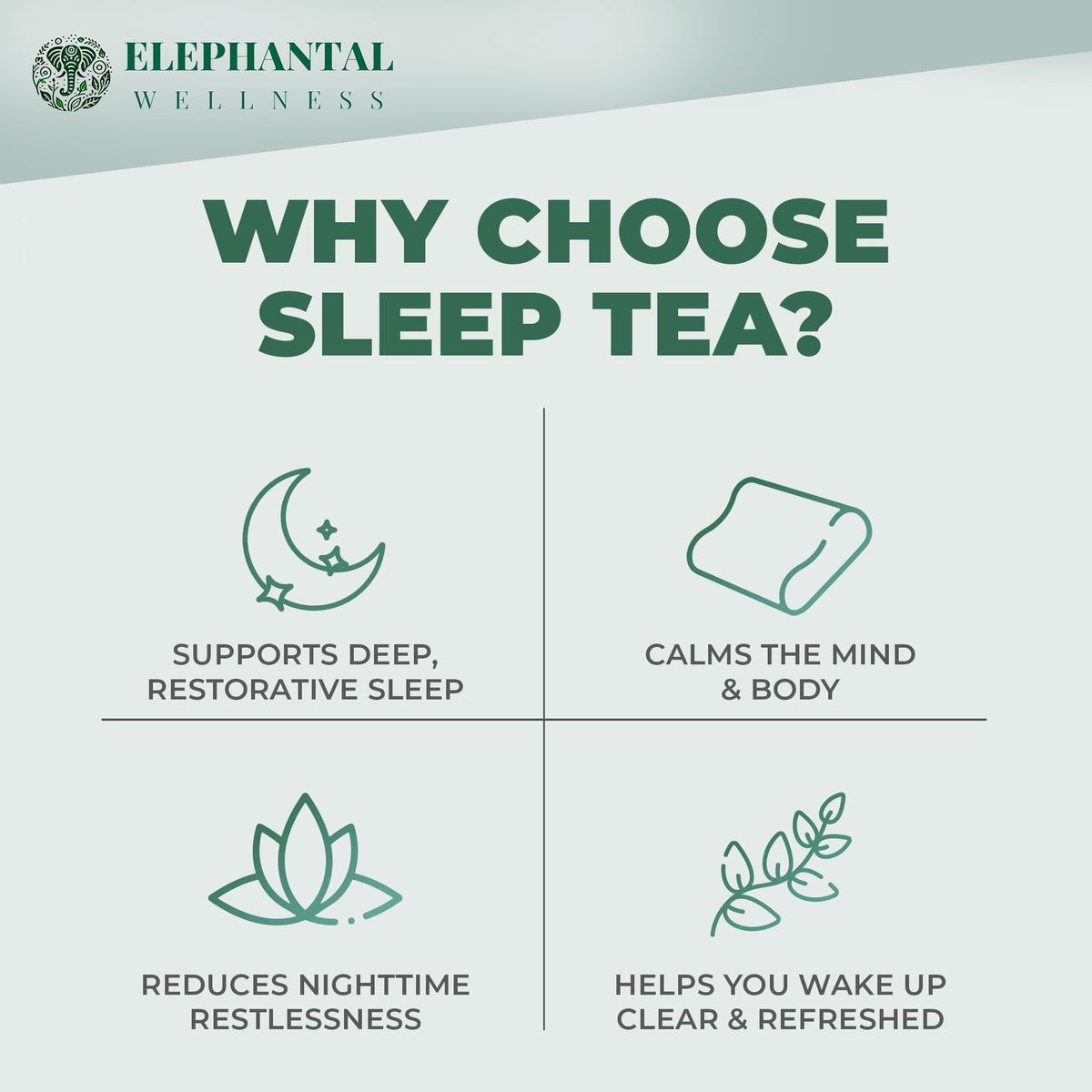 Elephantal Wellness Premium Sleep Herbal Tea | Deep Rest & Relaxation – Caffeine-Free, Non-GMO
