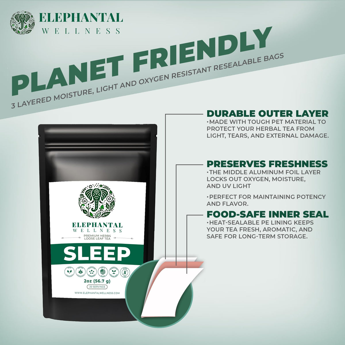 Elephantal Wellness Premium Sleep Herbal Tea | Deep Rest & Relaxation – Caffeine-Free, Non-GMO