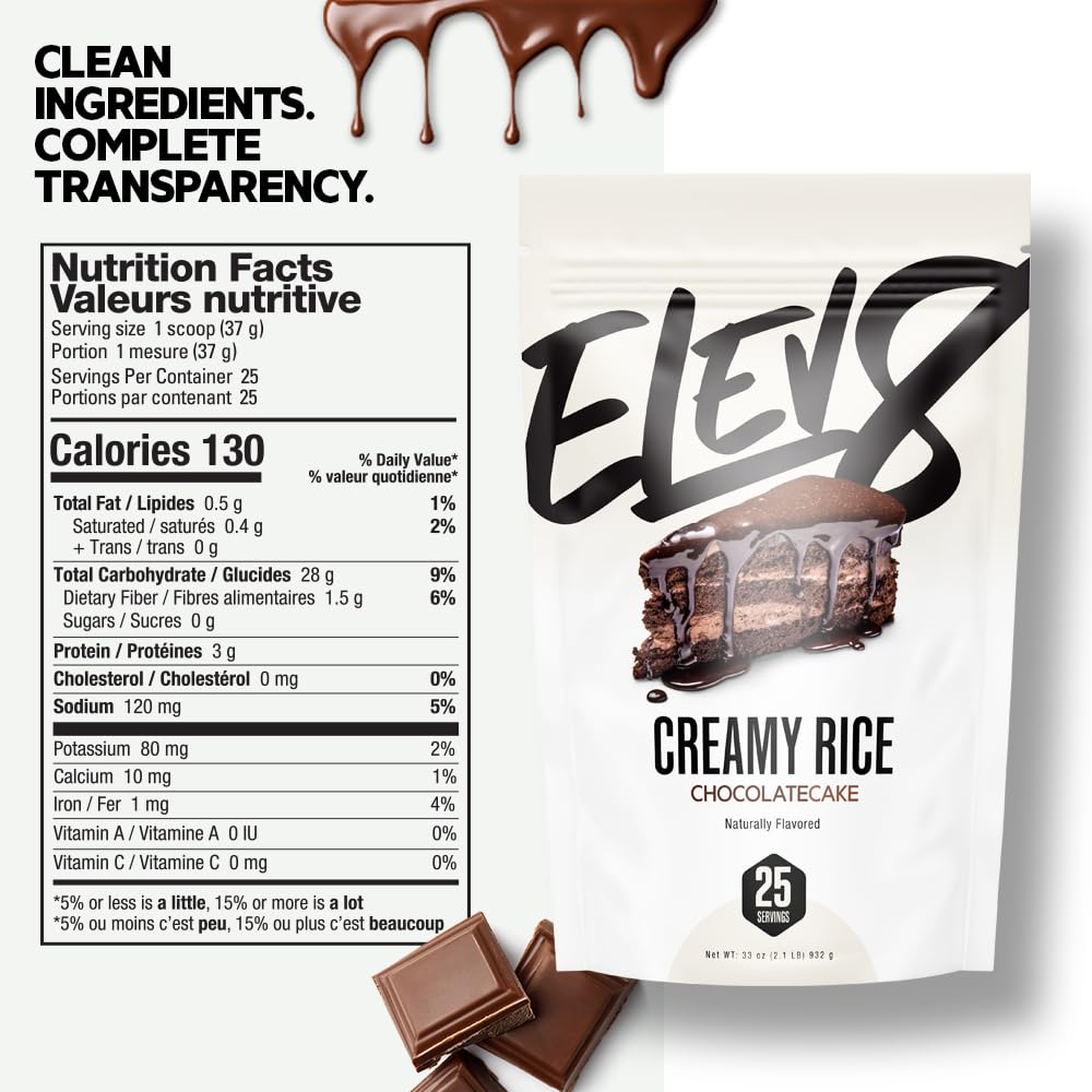 Elev8 Creamy Rice - 25 Servings (Chocolate Cake) | Macro-Friendly Carbs for Quick Fuel