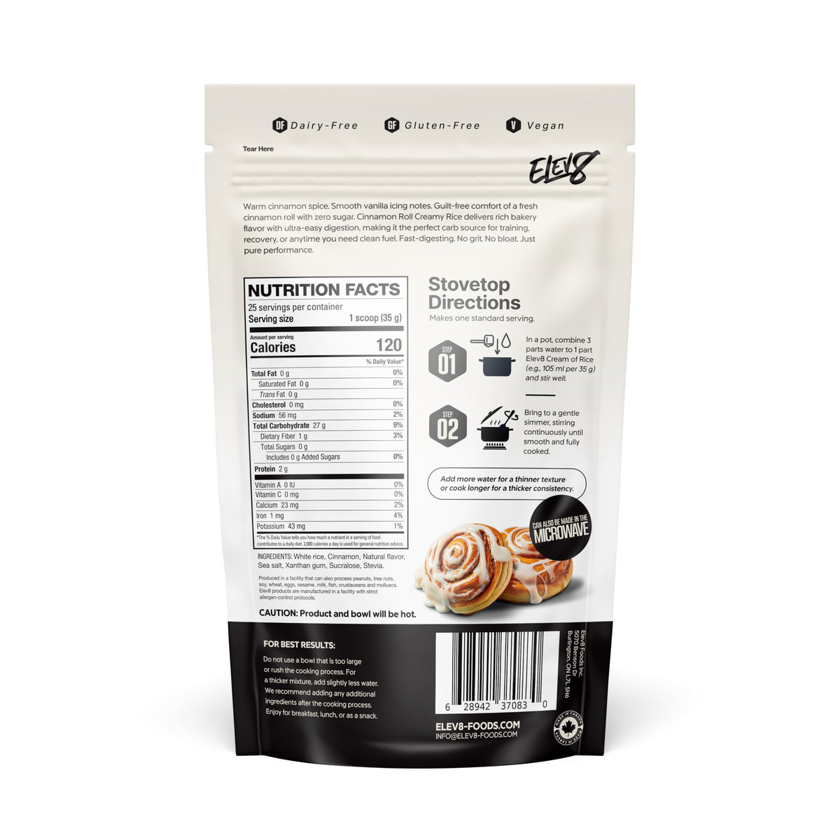 Elev8 Creamy Rice Cinnamon Roll – 25 Servings | Quick, Macro-Friendly Fuel