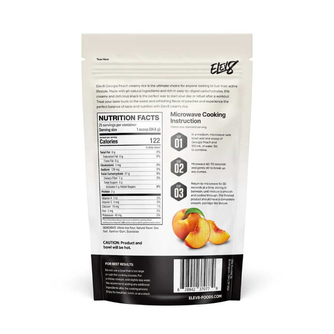 Elev8 Creamy Rice Georgia Peach – 25 Servings | Macro-Friendly, Quick Prep