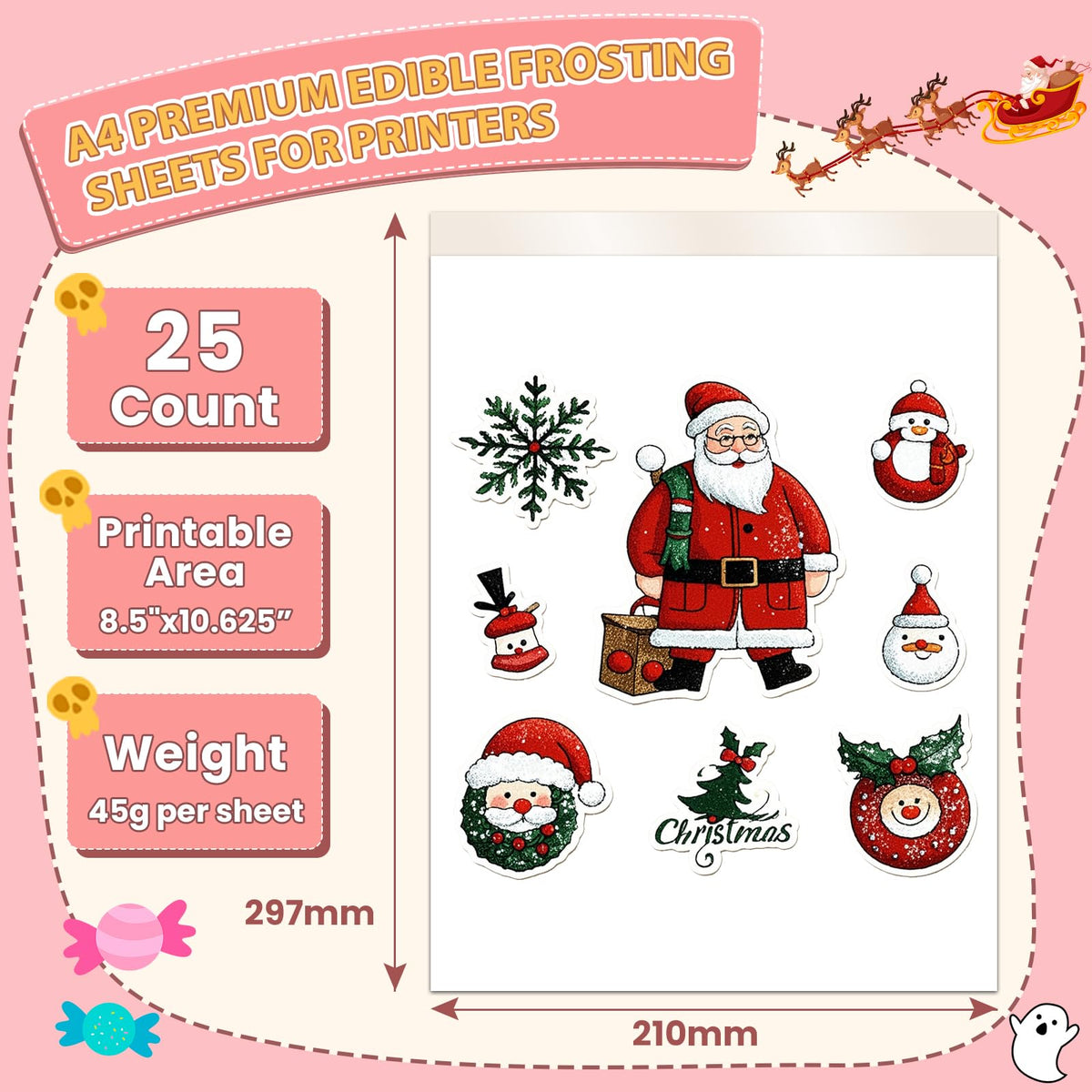 ELFLUENT 25 Count Edible Paper A4 Sheets for Cakes | Printable Sugar Sheets