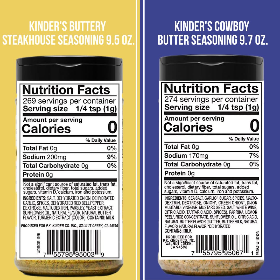 ELI&VAL Kinders Buttery Steakhouse & Cowboy Butter Seasoning Set (2-Pack) – 9.5 oz