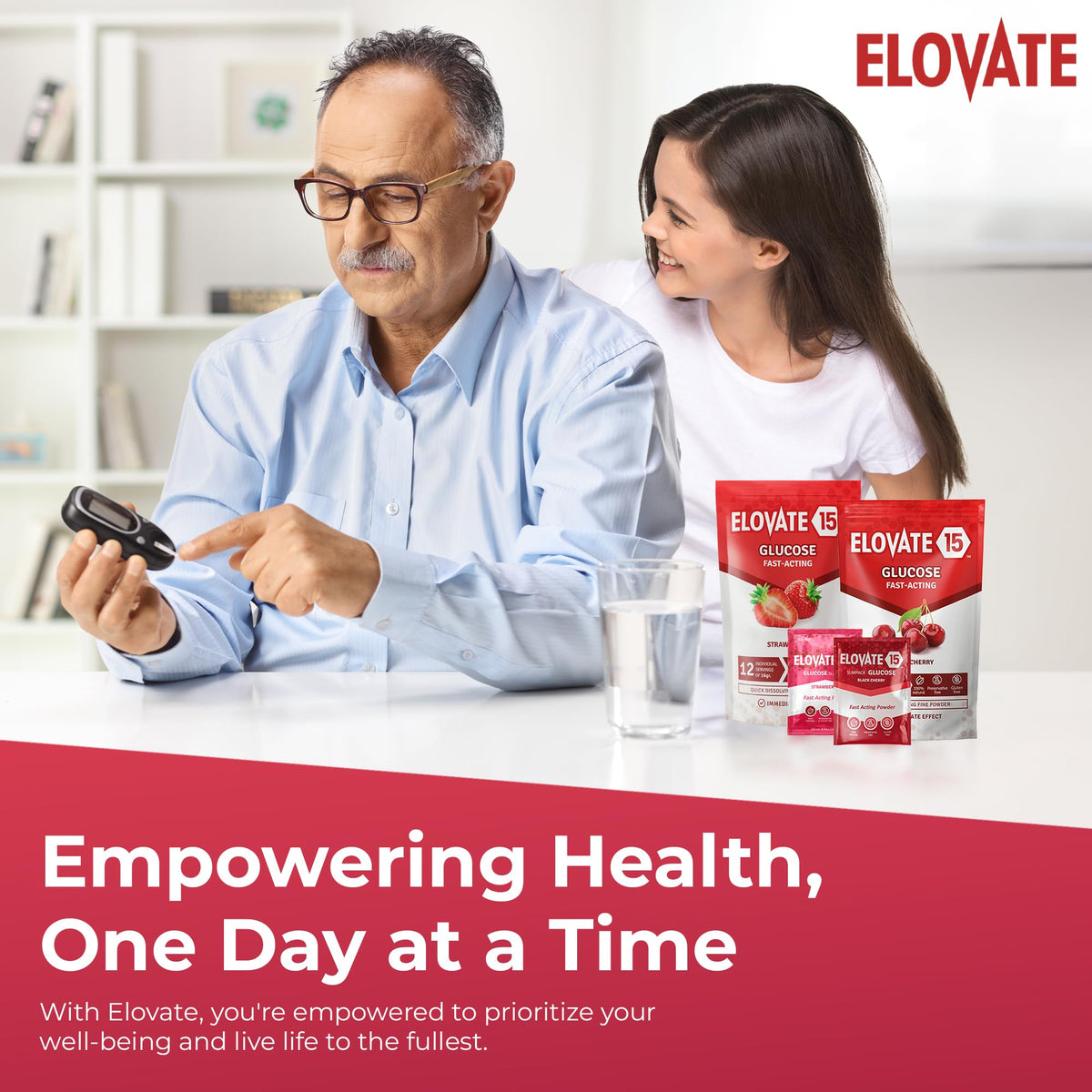 Elovate 15 Fast Acting Glucose Packets – Orange, 15g Dextrose, Waterproof SlimPaks (12 Pack)