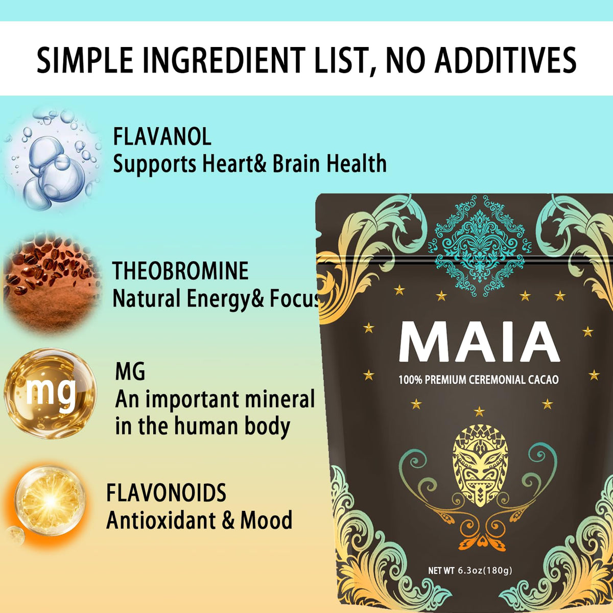 Elunara Maia Ceremonial Cacao Powder – Pure, Zero Sugar, Natural