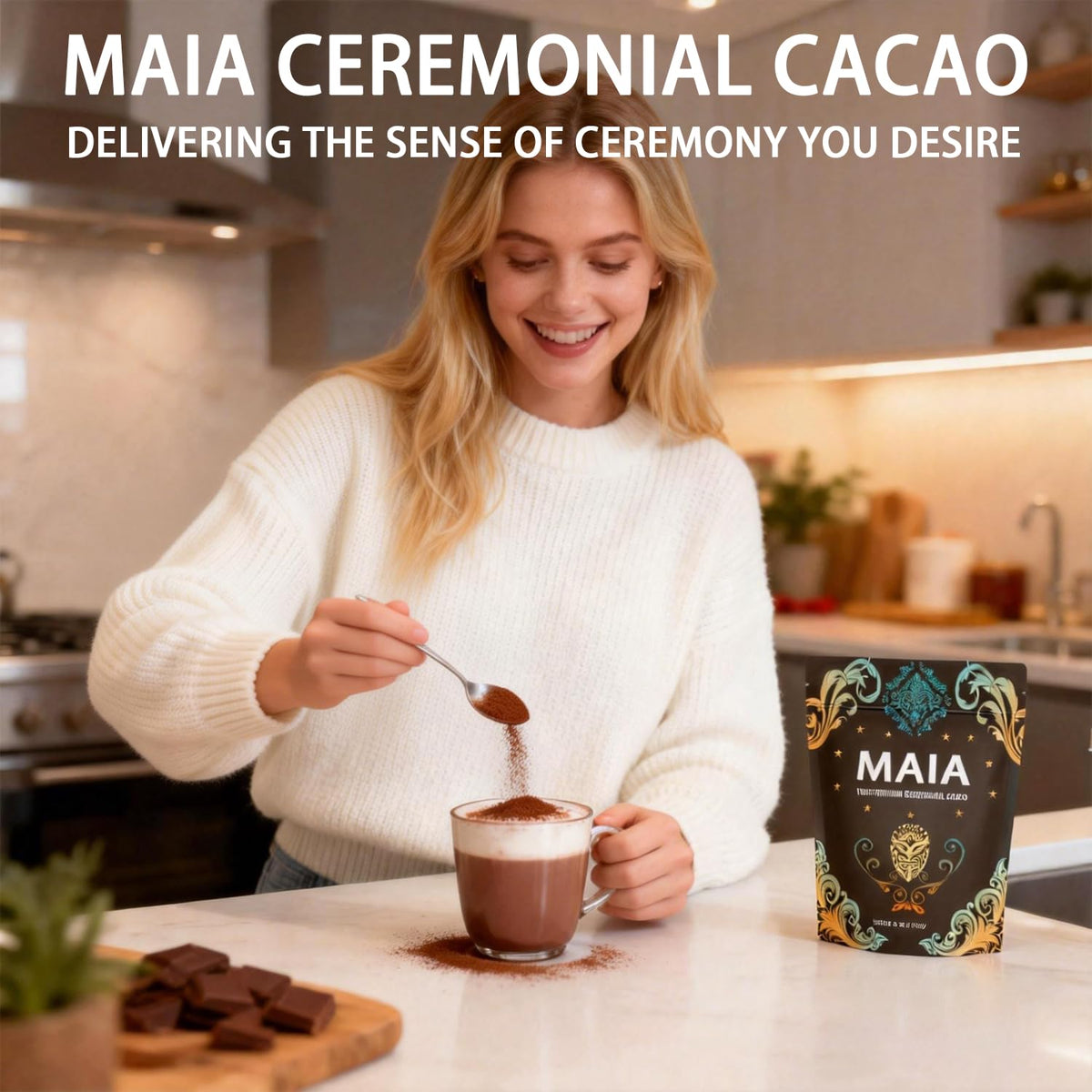 Elunara Maia Ceremonial Cacao Powder – Pure, Zero Sugar, Natural