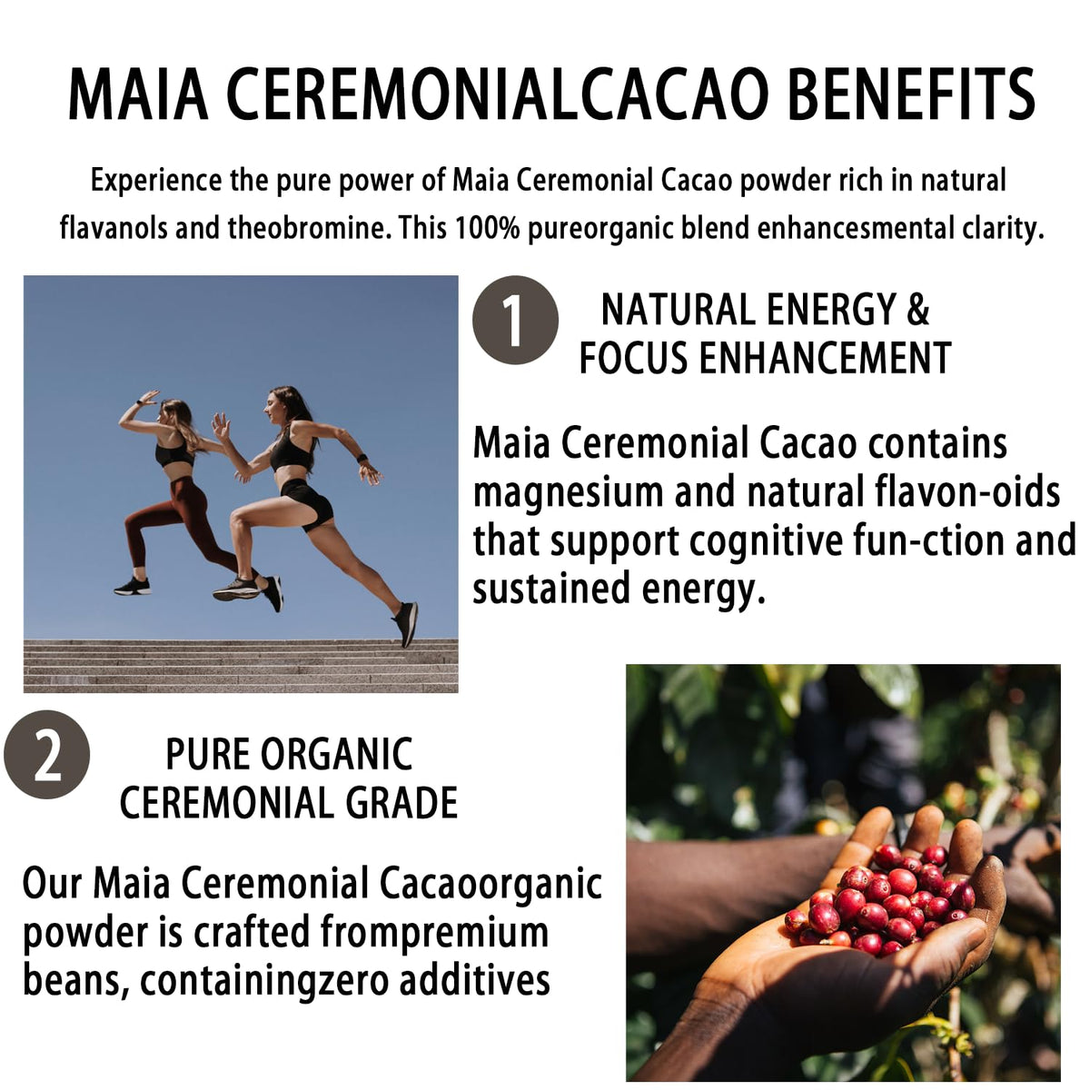 Elunara Maia Ceremonial Cacao Powder – Pure, Zero Sugar, Natural