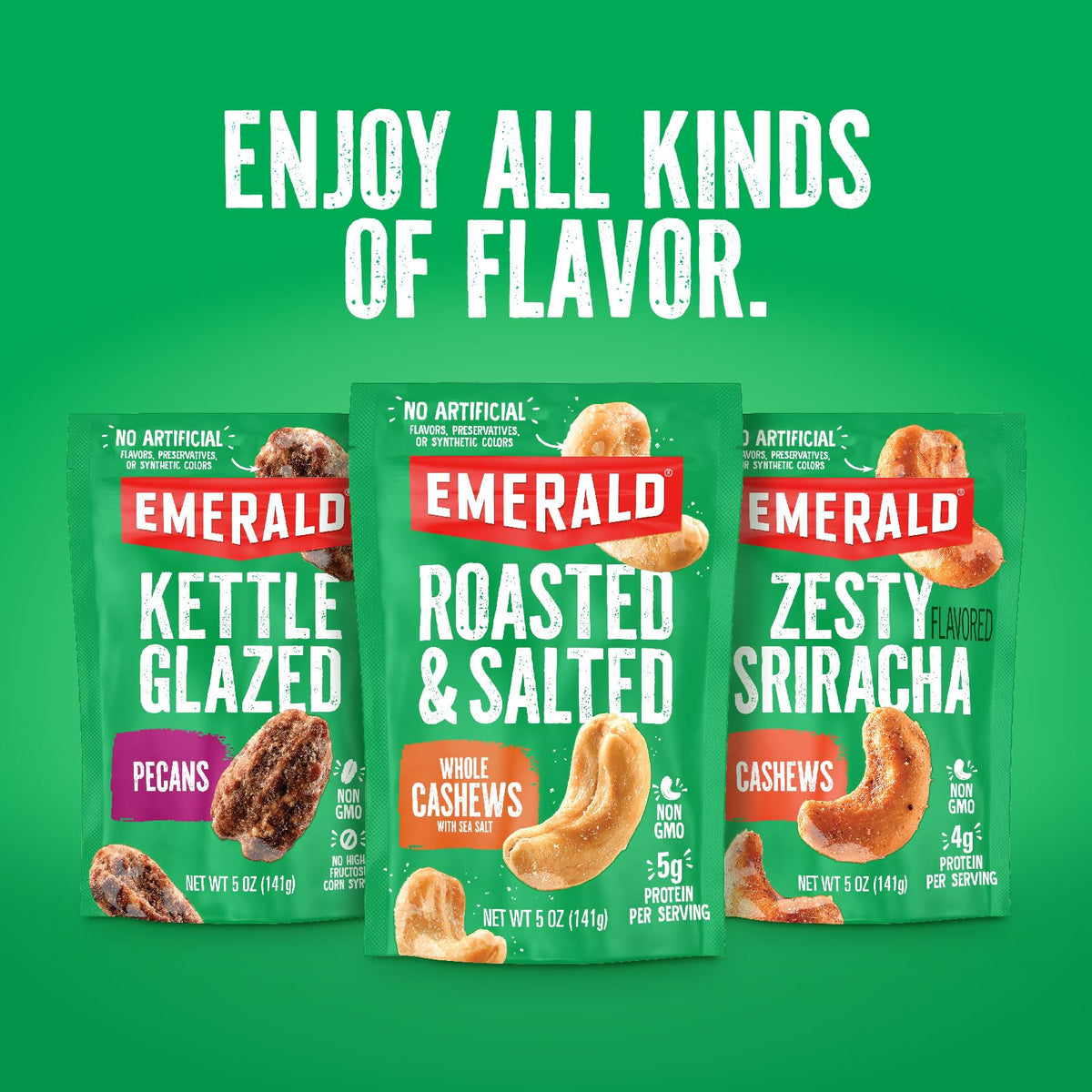 Emerald Roasted & Salted Whole Cashews (1-Pack) – 36oz Resealable Bulk Bag | Kosher, Non-GMO, Plant-Based Protein