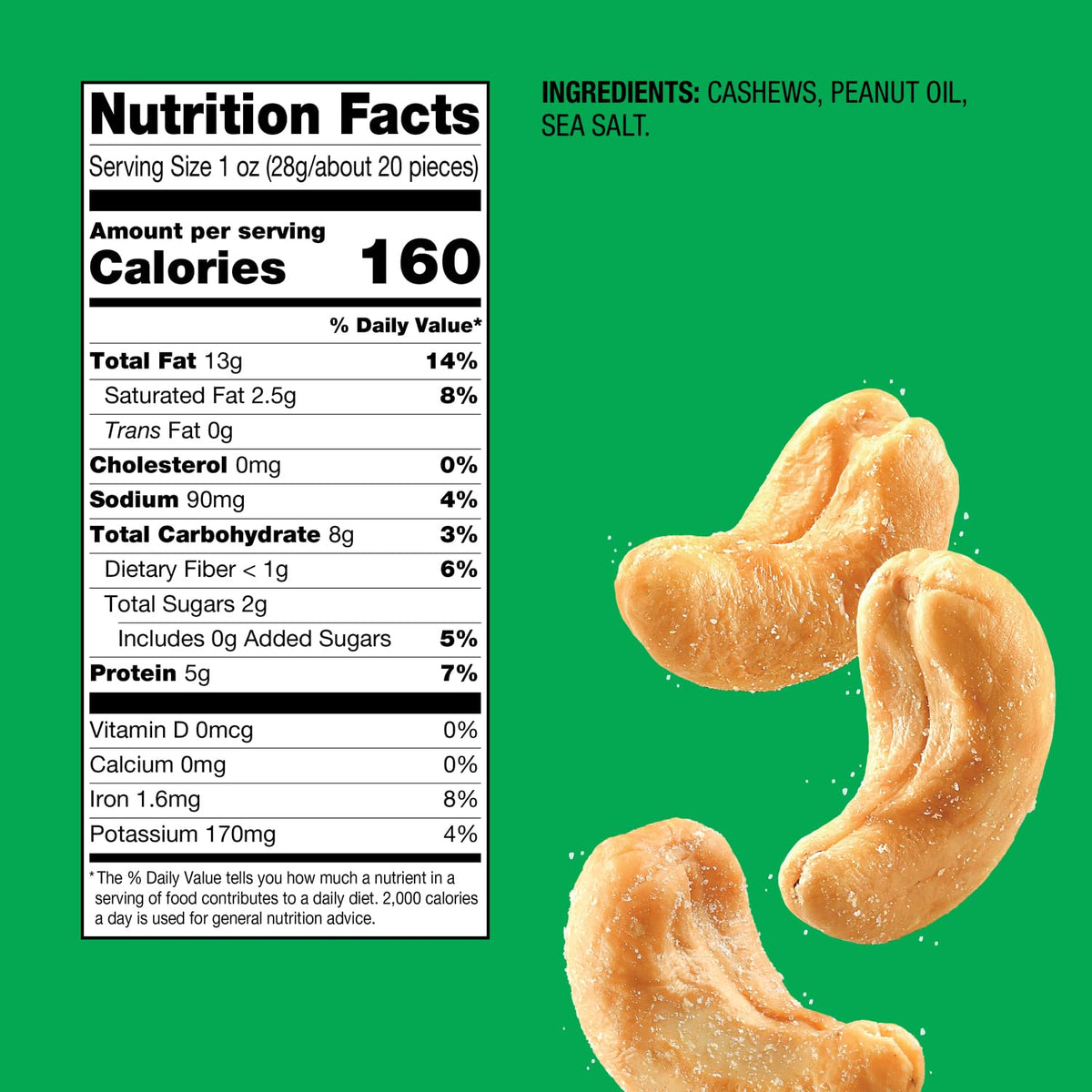 Emerald Roasted & Salted Whole Cashews (1-Pack) – 36oz Resealable Bulk Bag | Kosher, Non-GMO, Plant-Based Protein