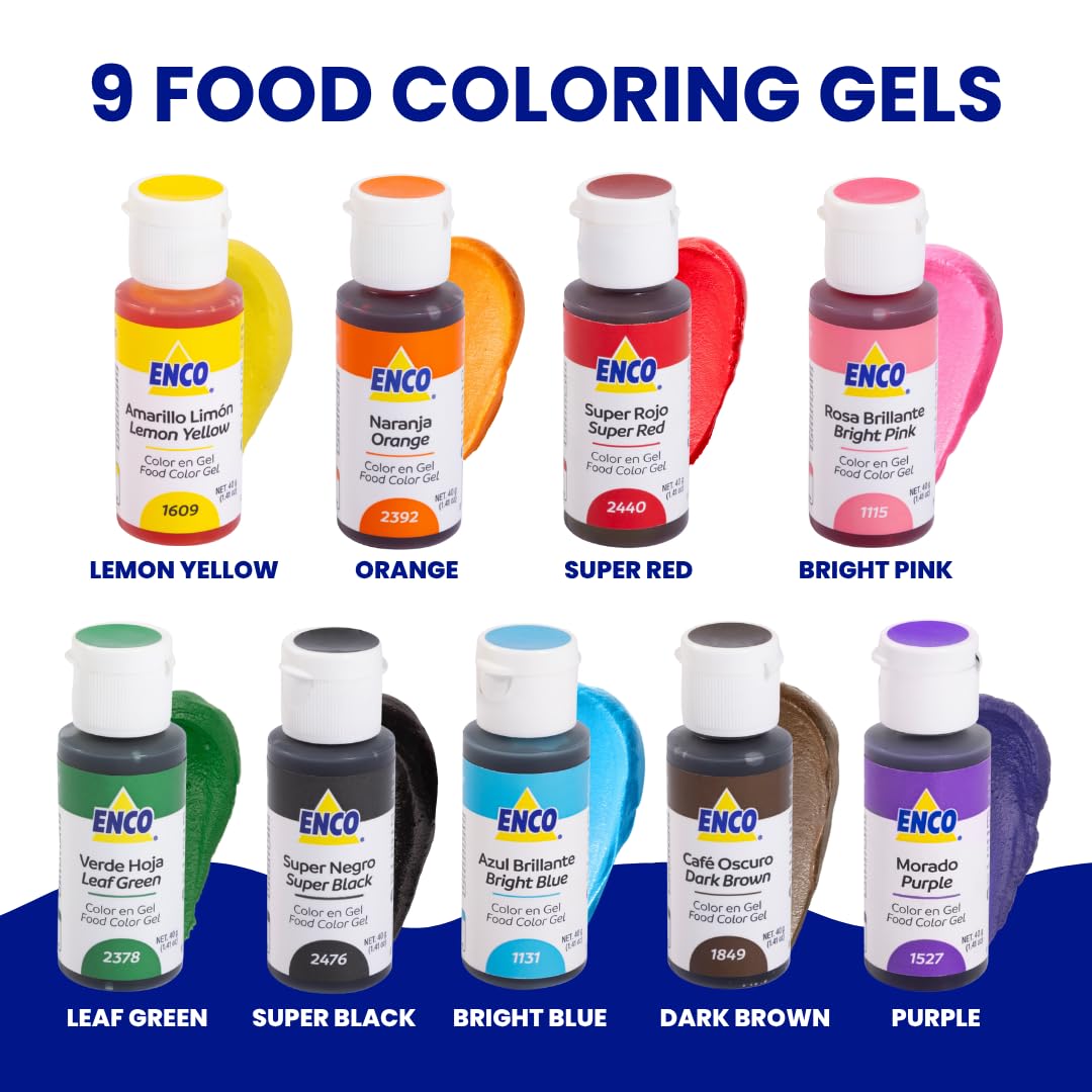 ENCO 9 Basic Color Gel Set – 9 x 40 g, Vegan, Color Mixing Guide Included