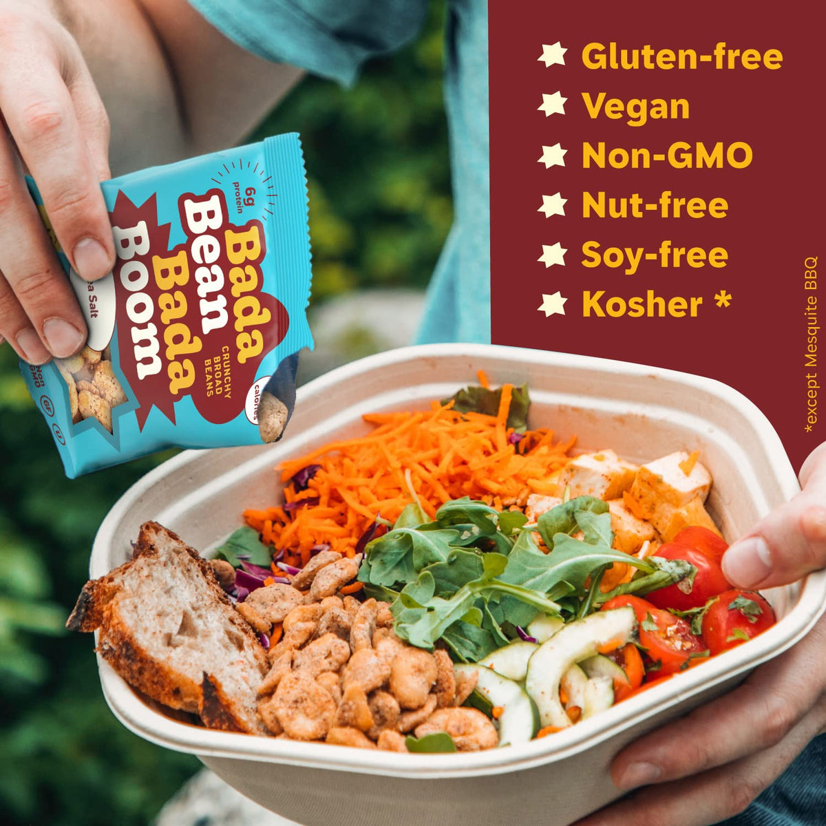 Enlightened Bada Bean Bada Boom – Plant-Based Fava Bean Snacks, 110 Cal per Serving, Gluten Free & Vegan, The Classic Box Variety Pack (24 x 1 oz)