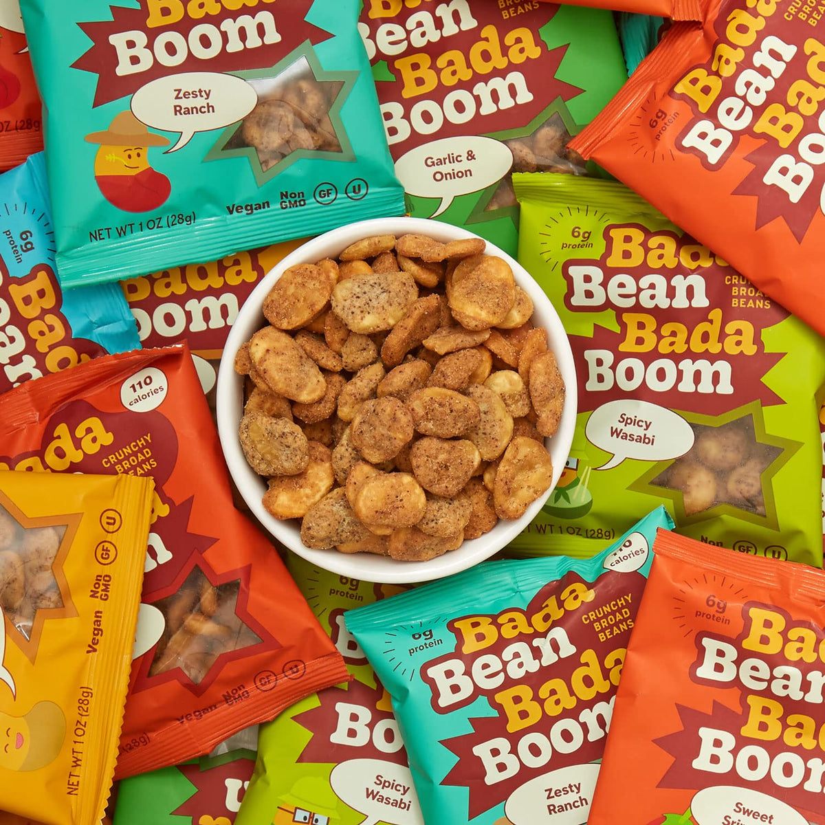Enlightened Bada Bean Bada Boom – Crunchy Roasted Broad Bean Snacks, High Protein, Vegan, Gluten-Free, 110 Cal per 1 oz (Pack of 24)