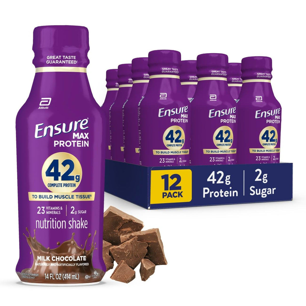Ensure Max Protein Shake – 42g Protein, Milk Chocolate, 14 fl oz Ready-to-Drink (12 Pack)