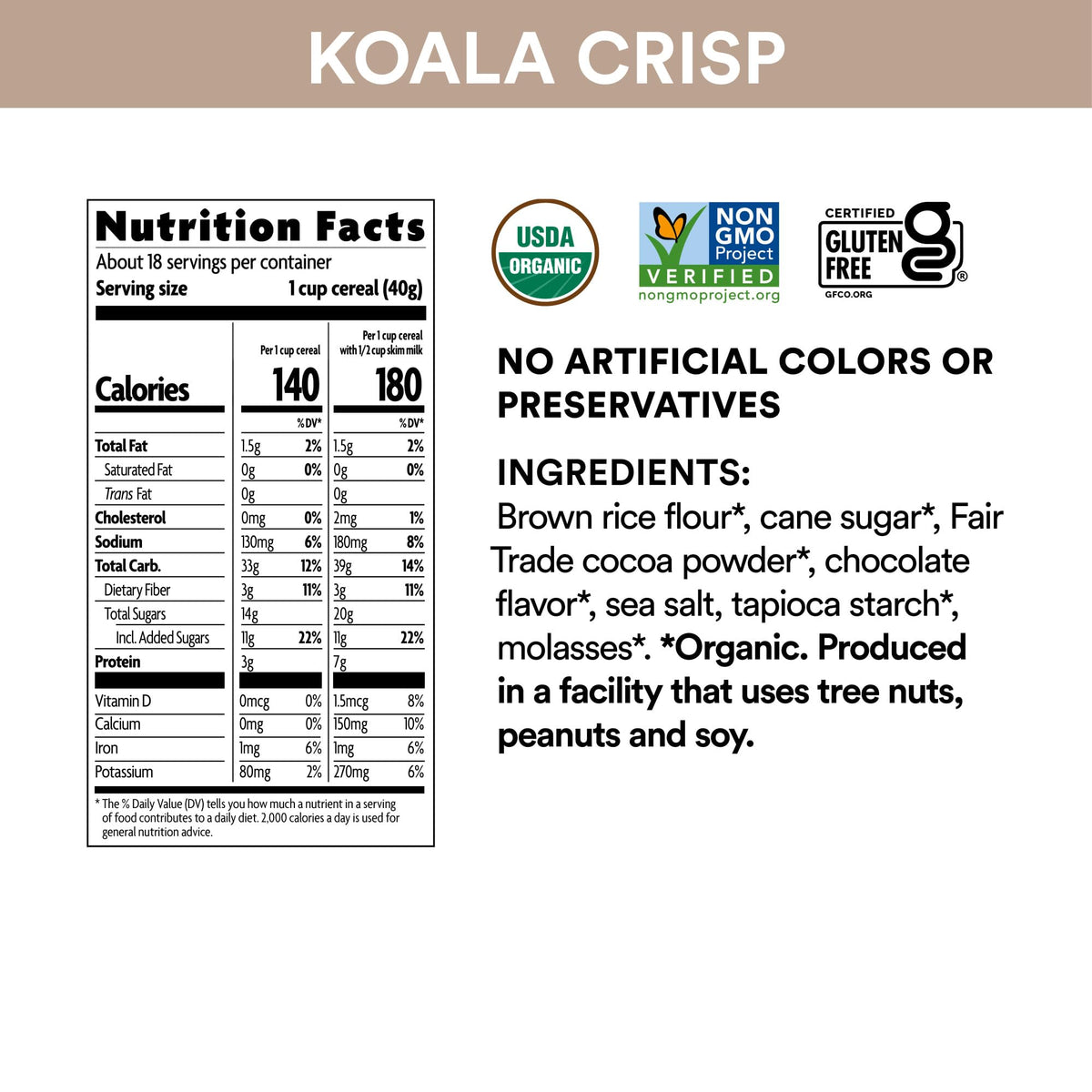 EnviroKidz Organic Koala Crisp Cereal – 25.6 oz Pack of 6, Gluten Free, Non-GMO, Fair Trade, ECO Pac