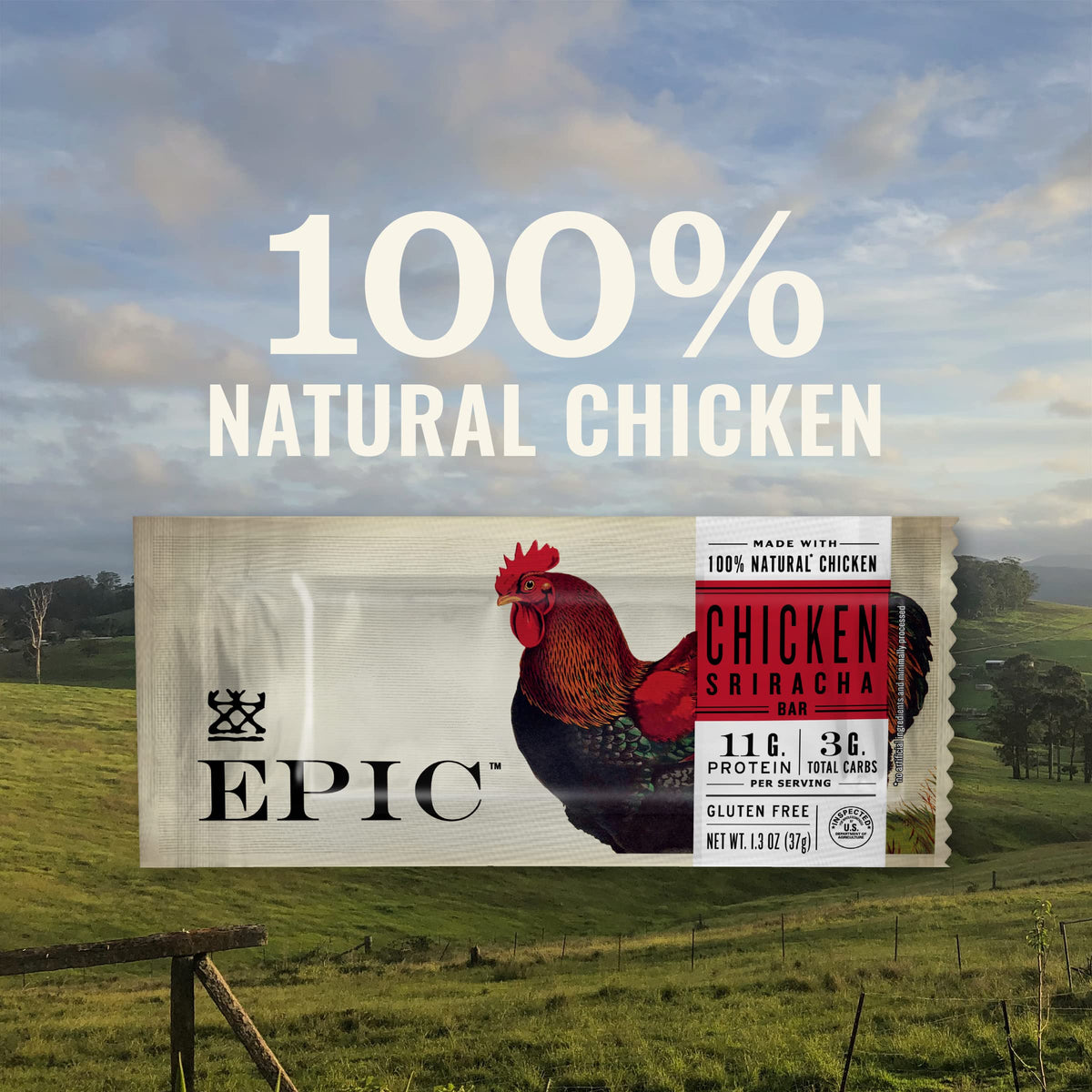 EPIC Bars Chicken Sriracha — 11g Protein, 3g Net Carbs, Gluten Free