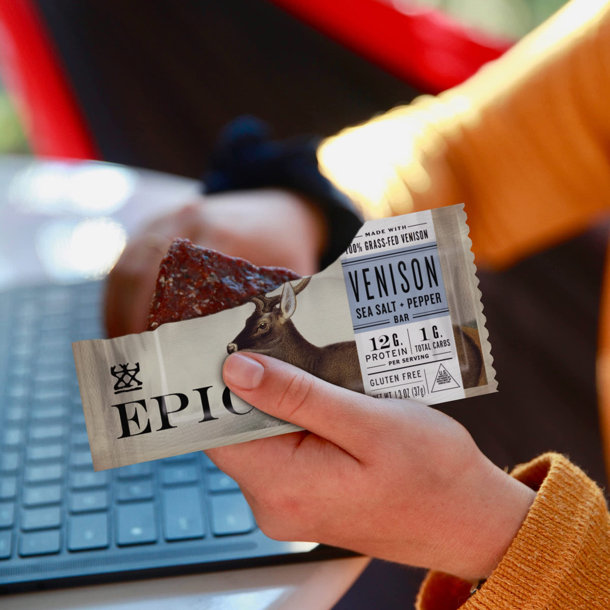 EPIC Venison Sea Salt & Pepper Bars – Keto Friendly, Whole30 Approved, Gluten Free | 12 Bars, 15.6 oz