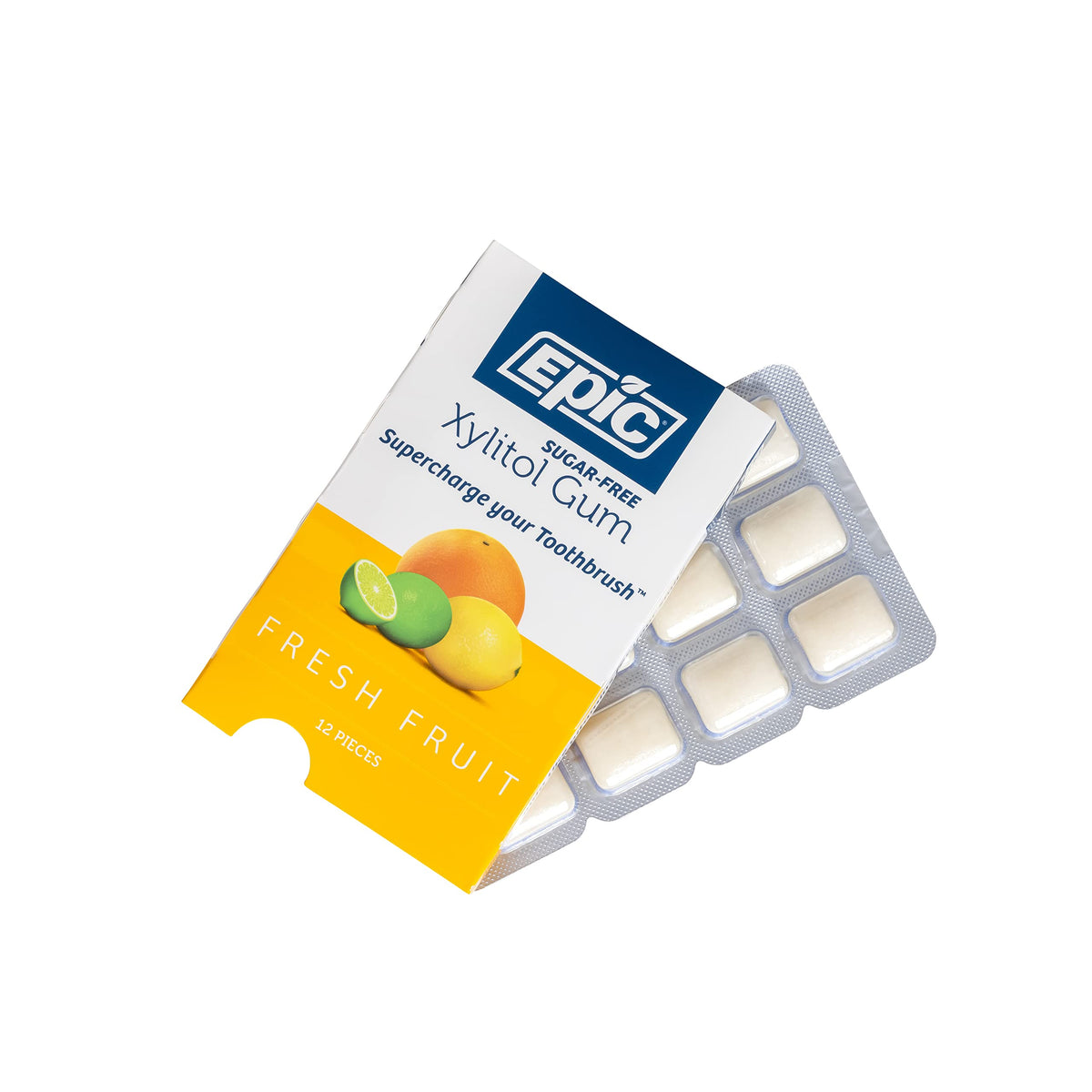 Epic 100% Xylitol Fresh Fruit Chewing Gum – Sugar Free & Aspartame Free (12 Pieces)