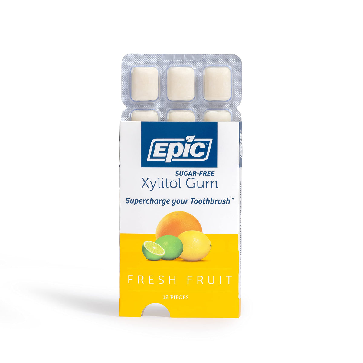 Epic 100% Xylitol Fresh Fruit Chewing Gum – Sugar Free & Aspartame Free (12 Pieces)