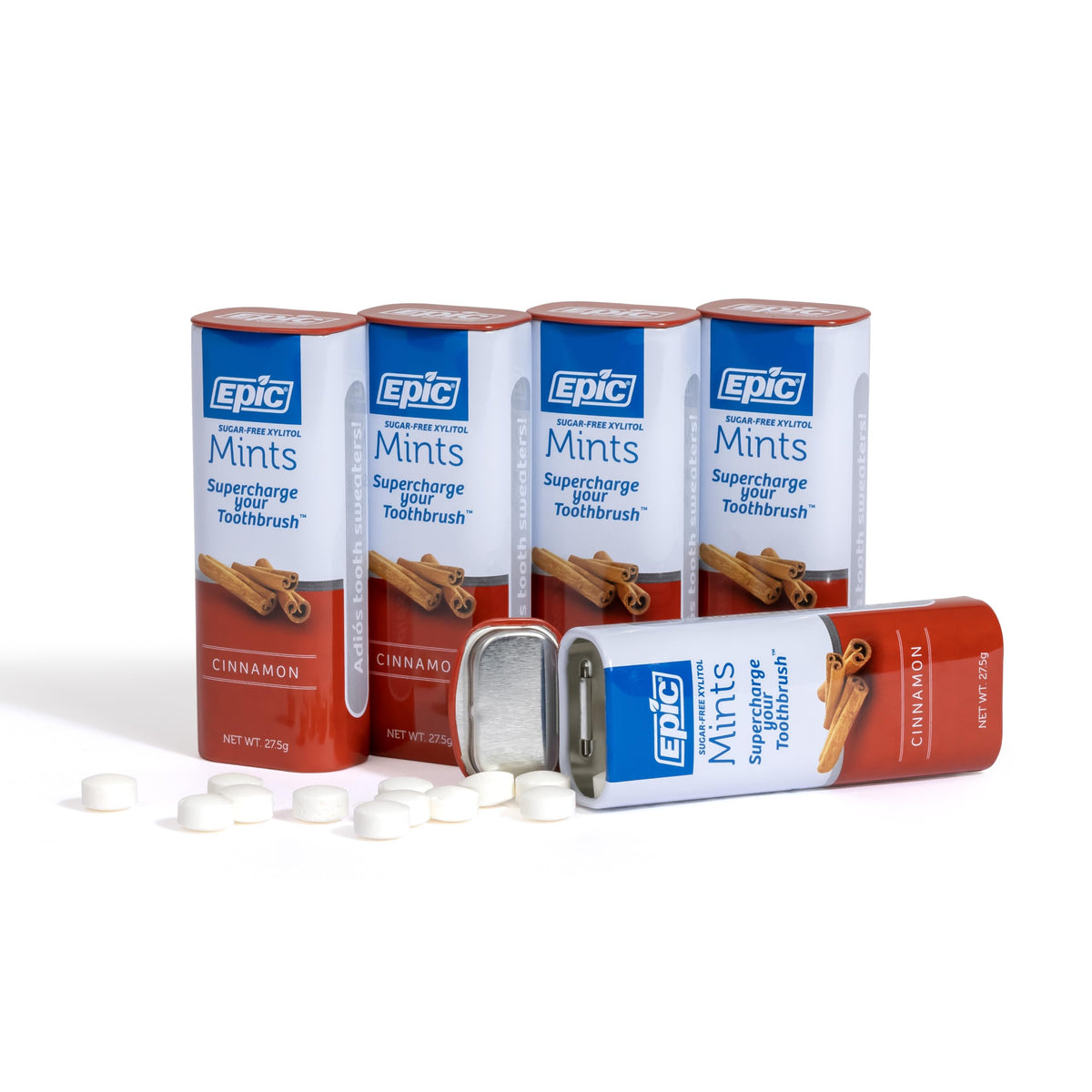 Epic 100% Xylitol Mints – Sugar Free, Aspartame Free, Cinnamon, 55 Pieces (Pack of 5)