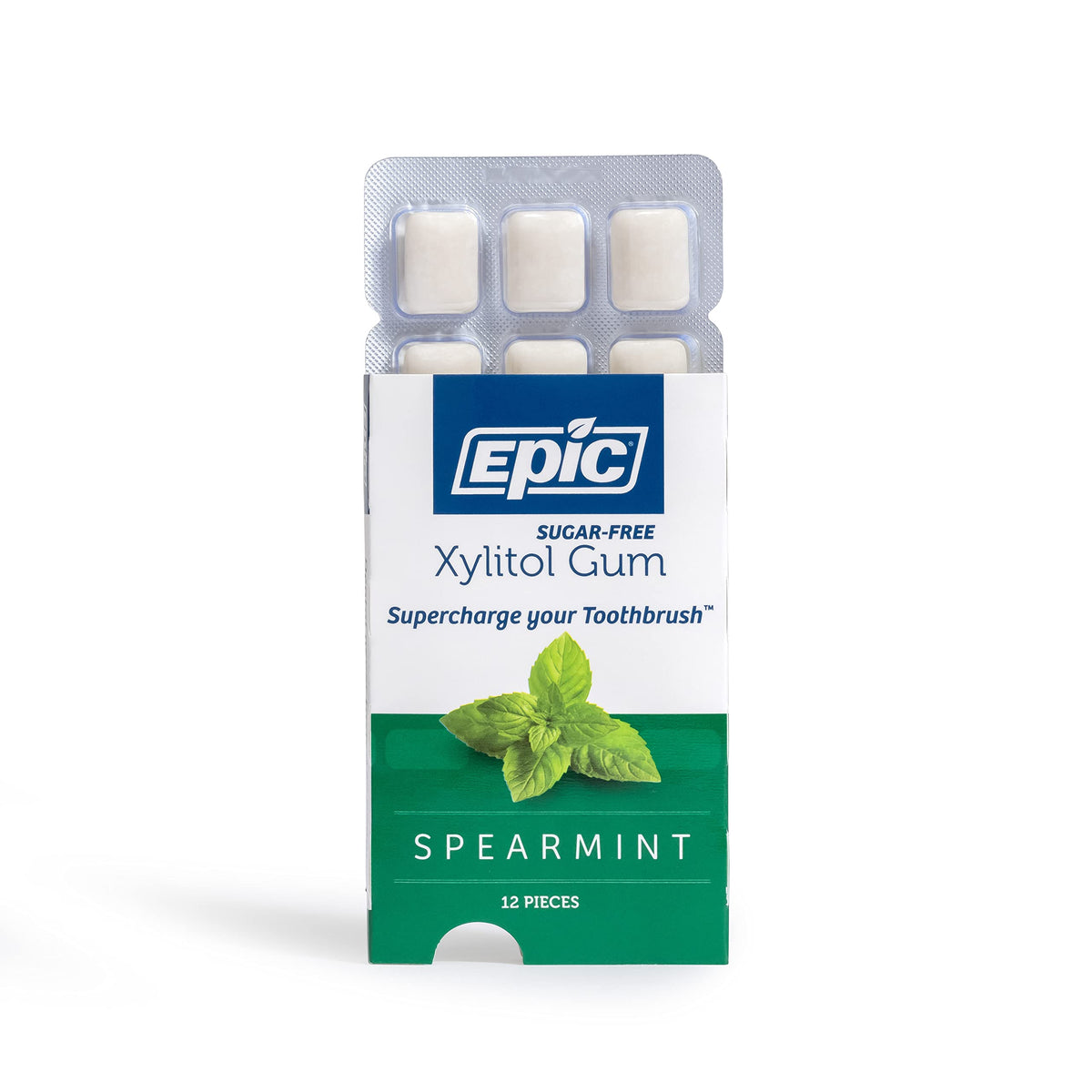Epic 100% Xylitol Spearmint Gum – Sugar Free, Aspartame Free (12-Pack)