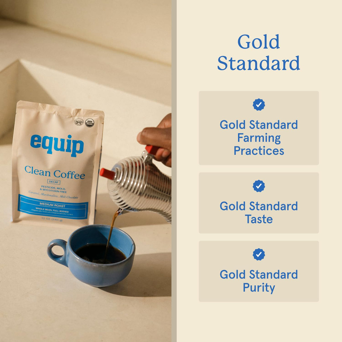 Equip Foods Decaf Clean Coffee — Organic, Fair Trade, Regenerative Honduras Medium Roast