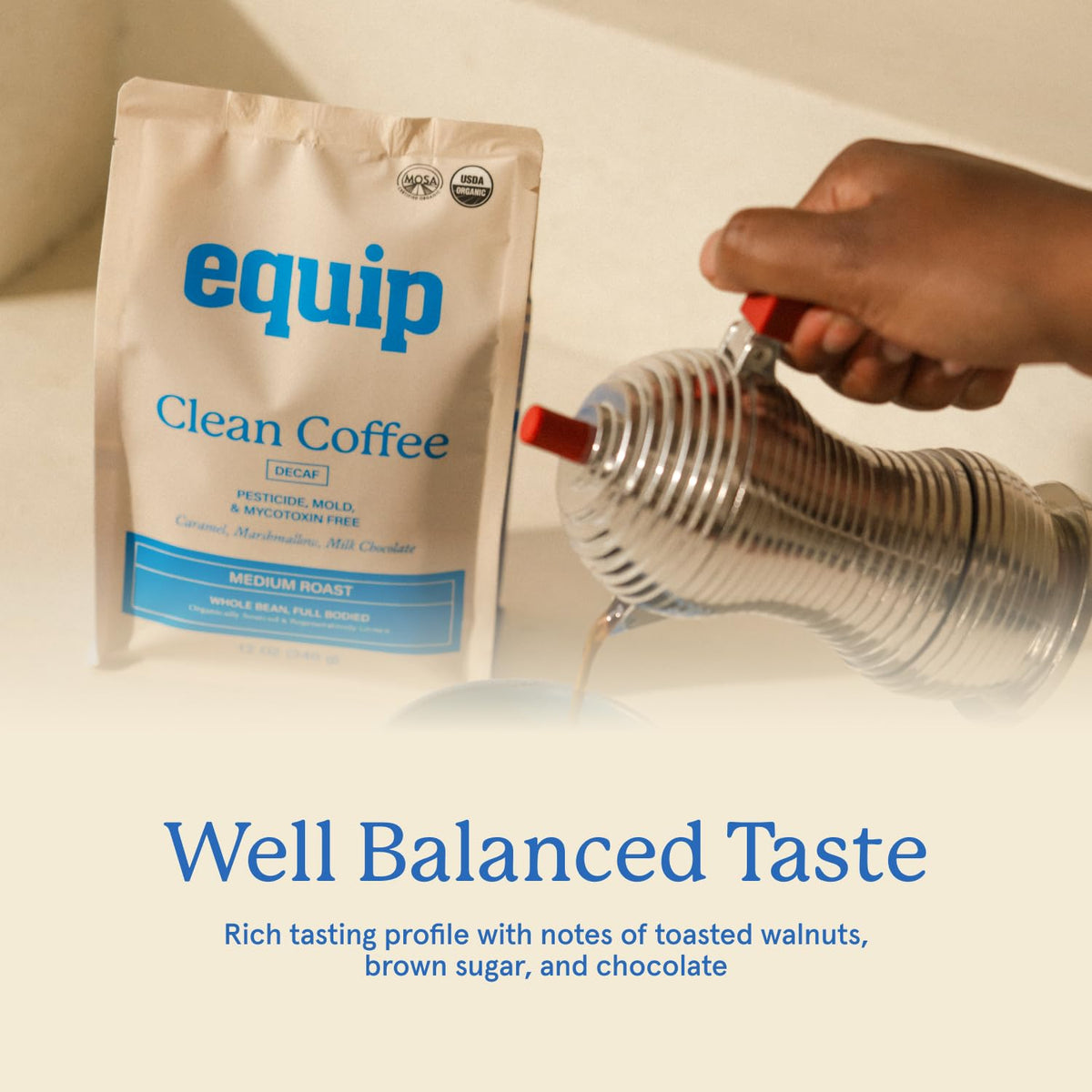 Equip Foods Decaf Clean Coffee — Organic, Fair Trade, Regenerative Honduras Medium Roast
