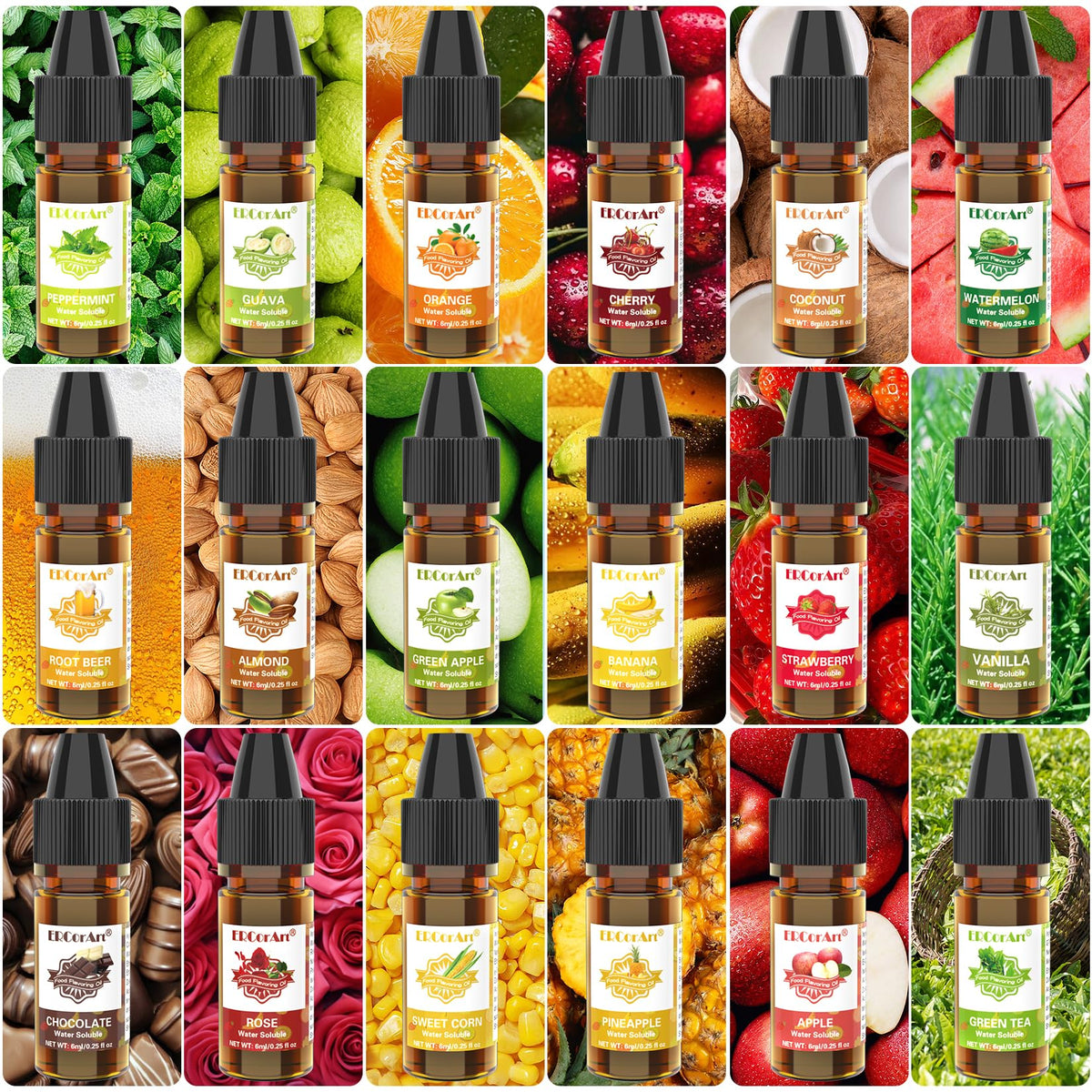ERCorArt Food Flavoring Oil – 36 Candy Flavors, Lip Gloss & Culinary Use, 0.25 fl oz