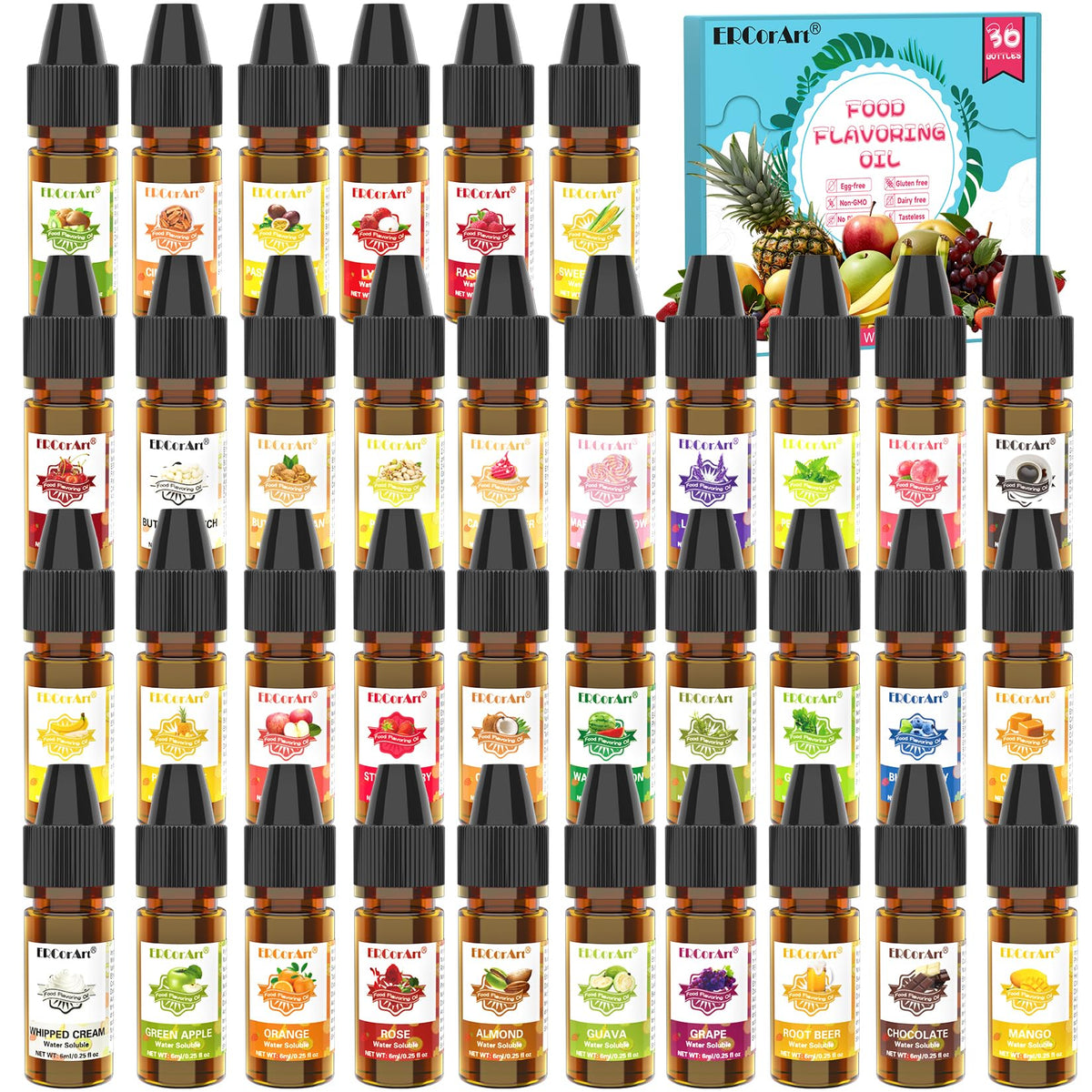 ERCorArt Food Flavoring Oil – 36 Candy Flavors, Lip Gloss & Culinary Use, 0.25 fl oz