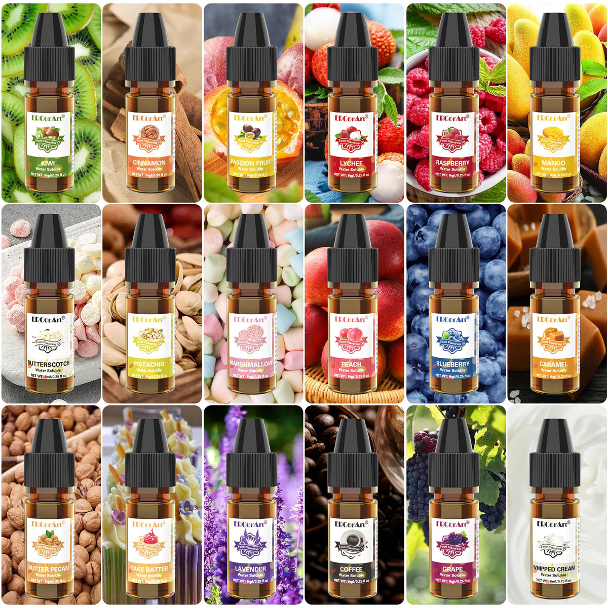 ERCorArt Food Flavoring Oil – 36 Candy Flavors, Lip Gloss & Culinary Use, 0.25 fl oz