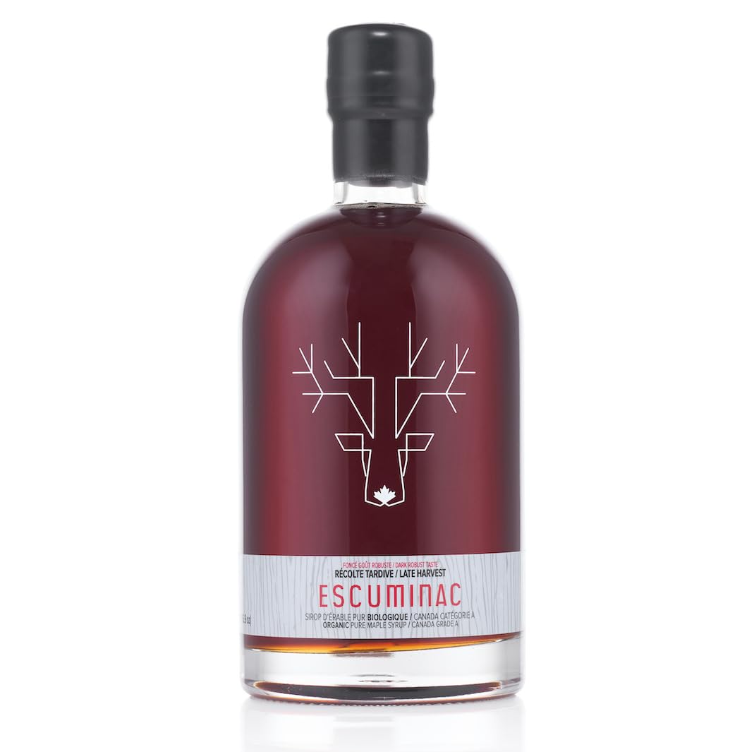 Escuminac Late Harvest Maple Syrup – Organic, Grade A, Dark Robust Flavor | 16.9 oz Glass Bottle | 100% Pure Canadian Syrup