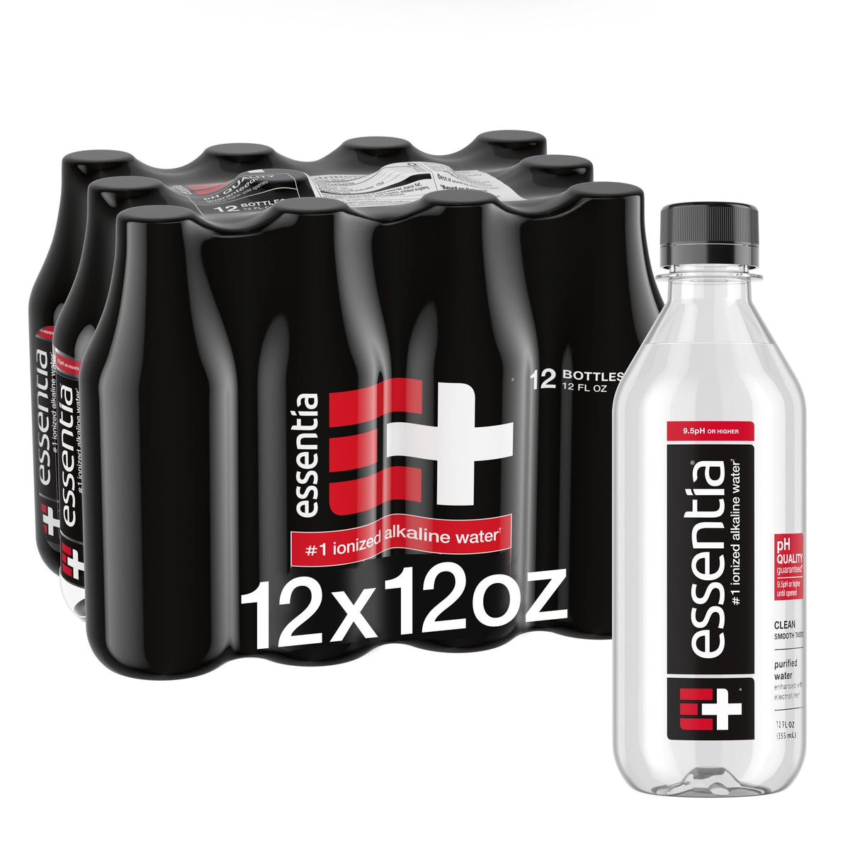 Essentia Water Ionized Alkaline, 12oz Bottle – 12 Pack | pH 9.5+