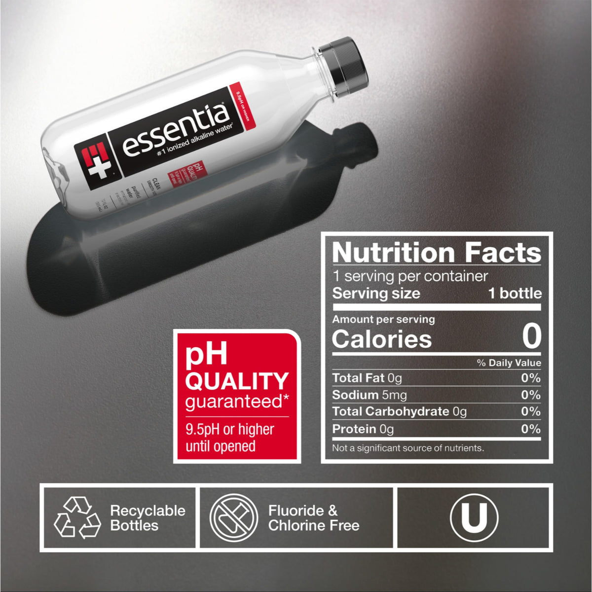 Essentia Water Ionized Alkaline, 12oz Bottle – 12 Pack | pH 9.5+