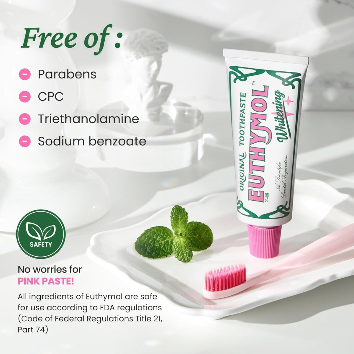 EUTHYMOL Whitening Toothpaste, Stain Removal in 2 Weeks | 3.7 fl oz