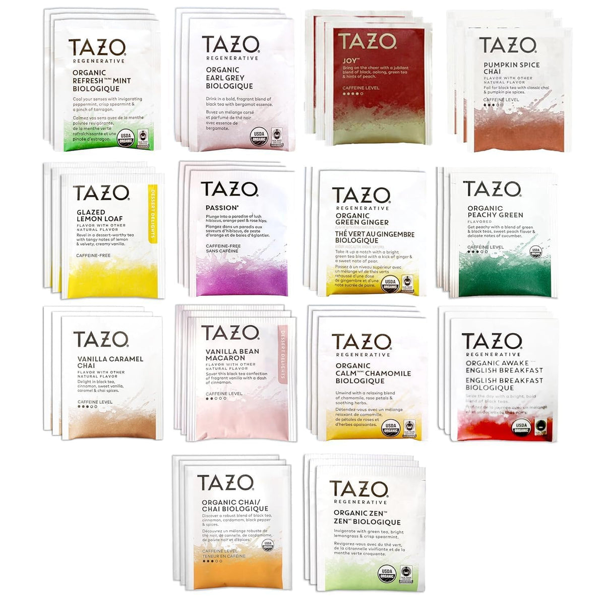 84 Tea Bags Sampler Pack – 14 Flavors Gift Box (42 Count x2) | Eva's Gift Universe