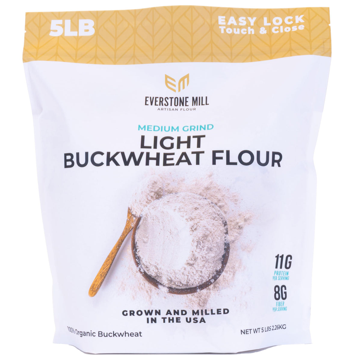 Everstone Mill Buckwheat Flour — Organic 5 Lbs, Light/White, Medium Grind | Gluten-Free & Non-GMO