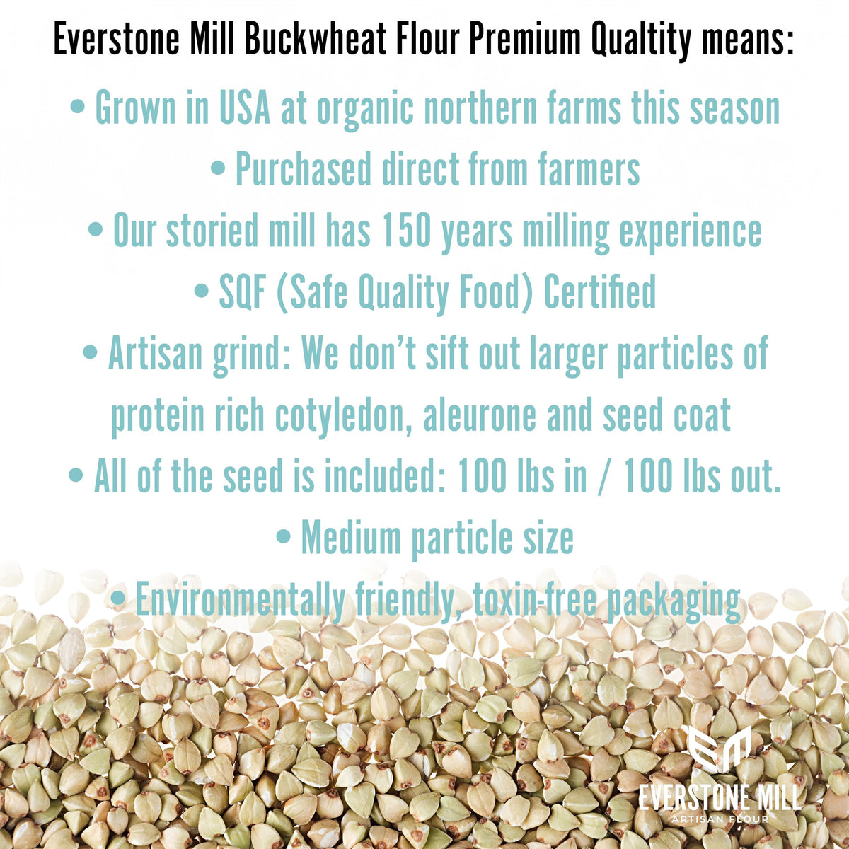 Everstone Mill Buckwheat Flour — Organic 5 Lbs, Light/White, Medium Grind | Gluten-Free & Non-GMO