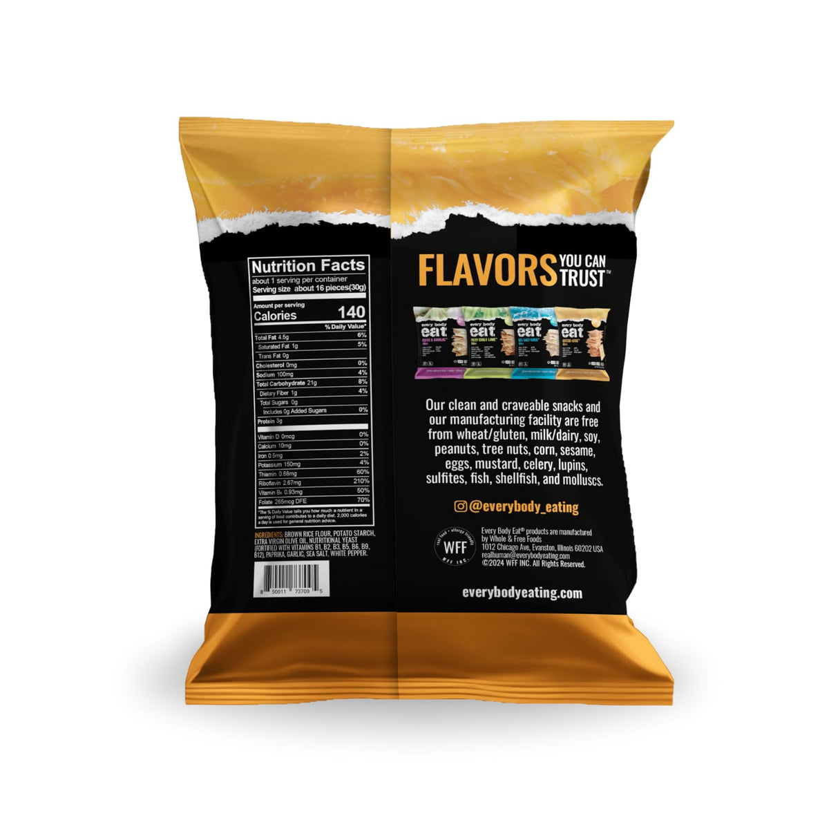 Every Body Eat Snack Thins Cheese-Less – Gluten Free, Dairy Free, Vegan (20 Count)