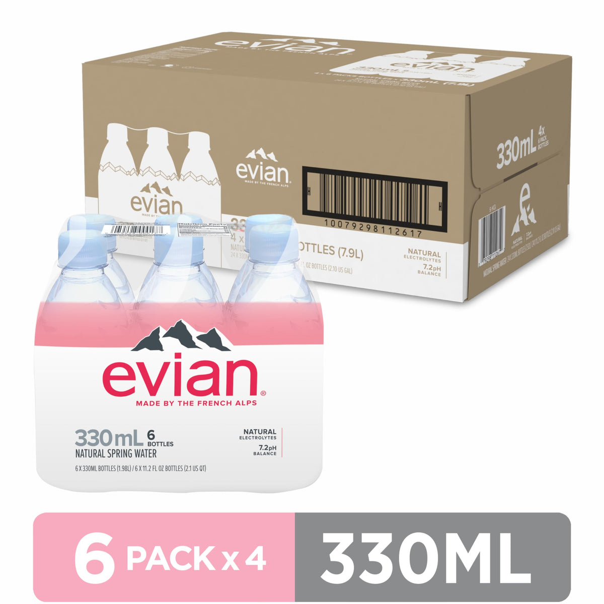 Evian Natural Spring Water 330 ml — 24 Pack | Pure Hydration from the French Alps